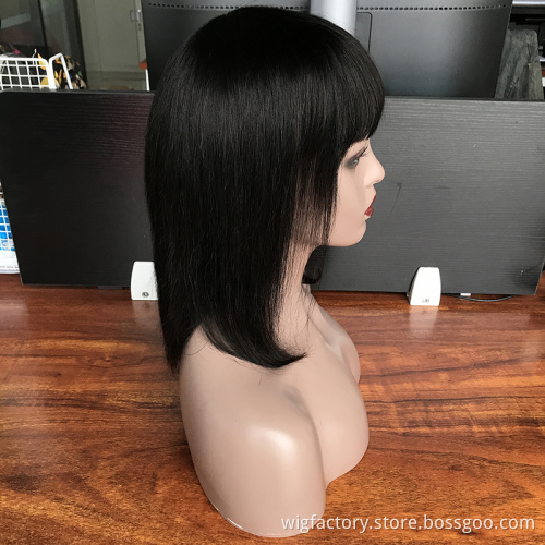 Wholesale Straight Bob wigs with bang human hair, natural black long wig with bangs, human hair wigs with bangs